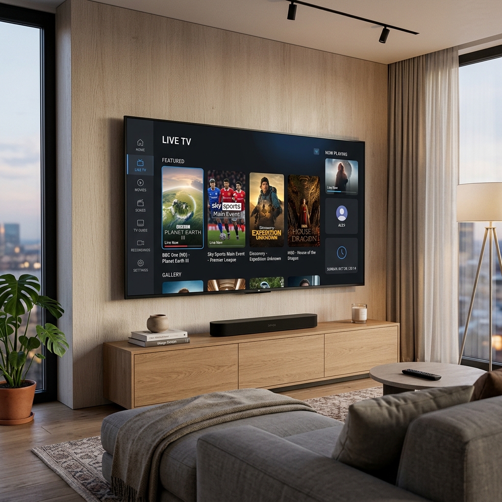 Interface moderne d'un abonnement M3U IPTV sur Smart TV